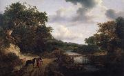 Jacob van Ruisdael Landscape with a footbridge oil painting on canvas